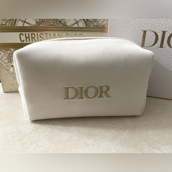 Dior Pouch Makeup Bag Velvet Off White NEW - Picture 9 of 9